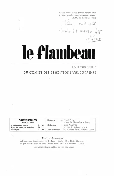 1954 – Numéro 1 – 21 marzo